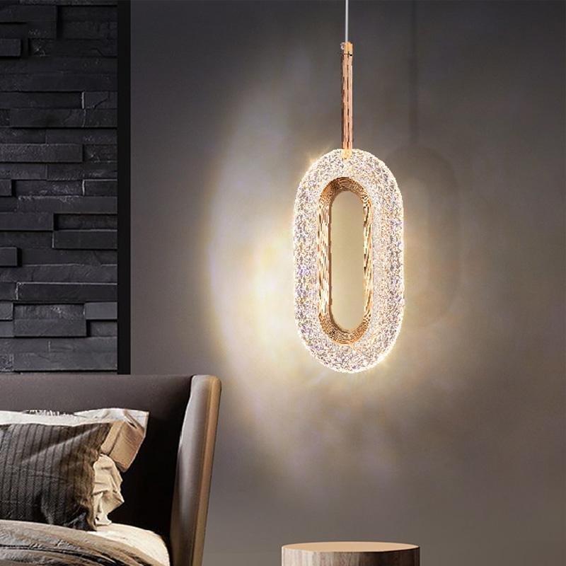 Qfdian Luxurious Diamond Ring Gold Pendant Light