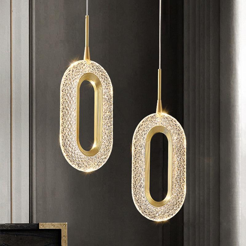 Qfdian Luxurious Diamond Ring Gold Pendant Light