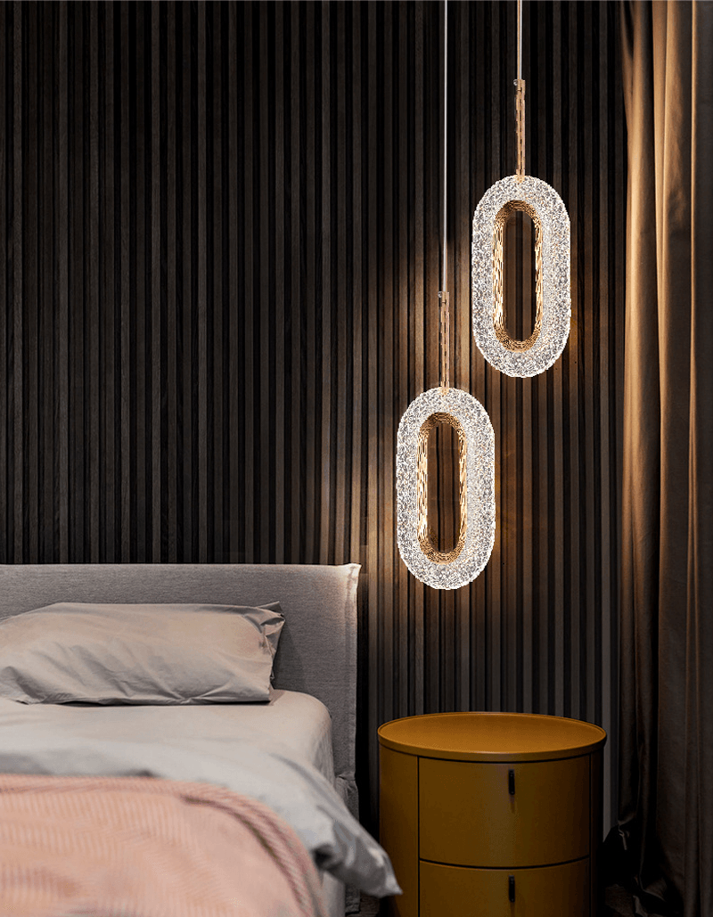 Qfdian Luxurious Diamond Ring Gold Pendant Light