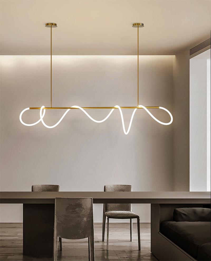 Qfdian Luxury Modern Curvy LED Hose Pendant Light