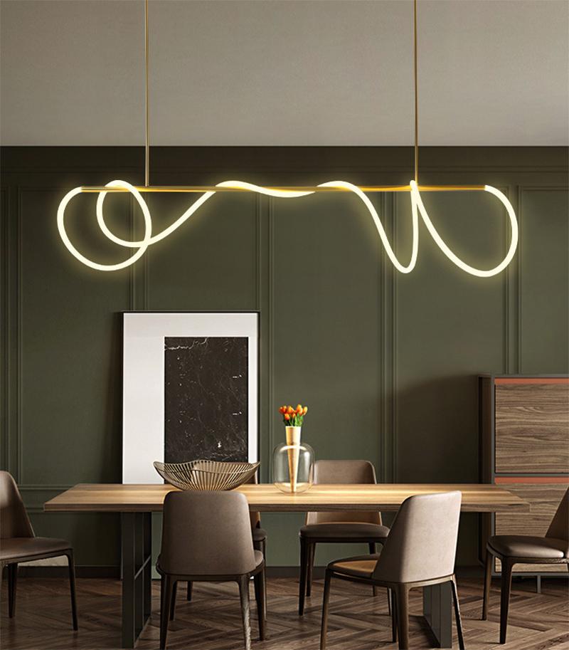 Qfdian Luxury Modern Curvy LED Hose Pendant Light