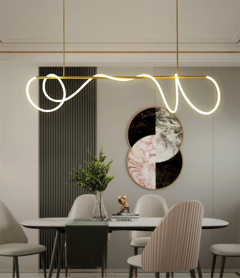 Qfdian Luxury Modern Curvy LED Hose Pendant Light