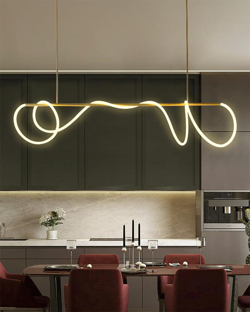 Qfdian Luxury Modern Curvy LED Hose Pendant Light