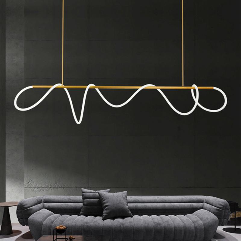 Qfdian Luxury Modern Curvy LED Hose Pendant Light