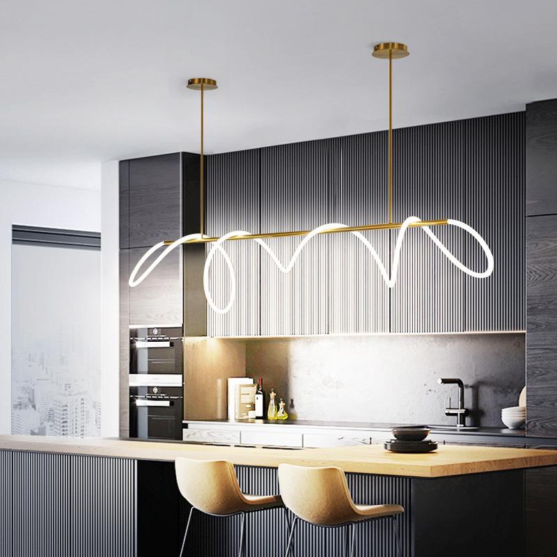 Qfdian Luxury Modern Curvy LED Hose Pendant Light