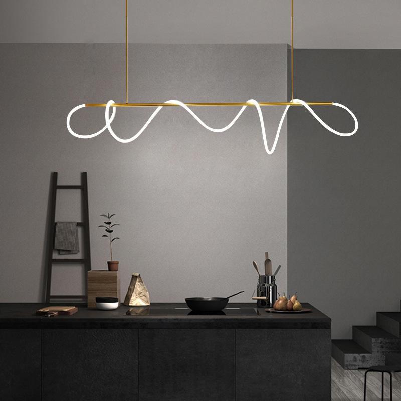 Qfdian Luxury Modern Curvy LED Hose Pendant Light