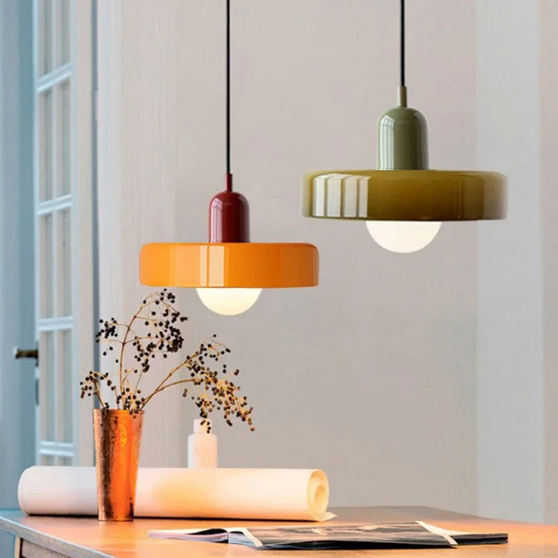 Qfdian Retro Glass Pendant Light