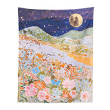 Qfdian Night Hill Flowers Tapestry