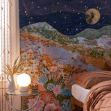 Qfdian Night Hill Flowers Tapestry