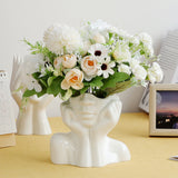 Qfdian Elegance White Girl Figurine Ceramic Vase