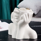 Qfdian Elegance White Girl Figurine Ceramic Vase