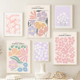 Qfdian Pastel Flower Market Canvas Posters