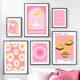 Qfdian Pastel Pink Gallery Wall Art Canvas Posters