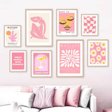 Qfdian Pastel Pink Gallery Wall Art Canvas Posters