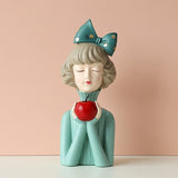 Qfdian Mischievous Girl Figurine Sculpture