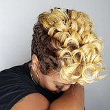 Qfdian Synthetic Hair Women Short Curly African American Wig Machine Made