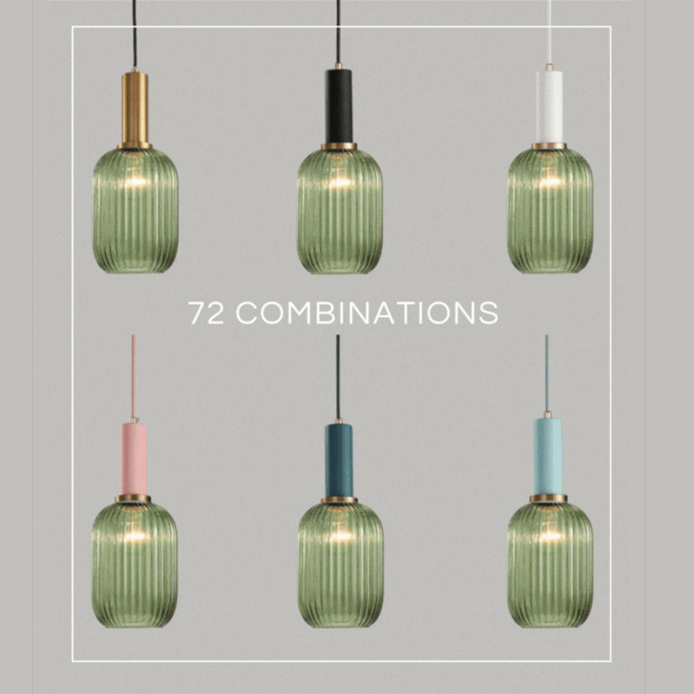 Qfdian Nordic Fluted Glass Pendant Lights