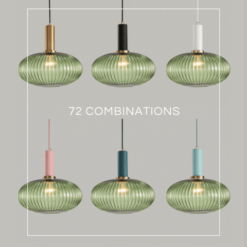 Qfdian Nordic Fluted Glass Pendant Lights