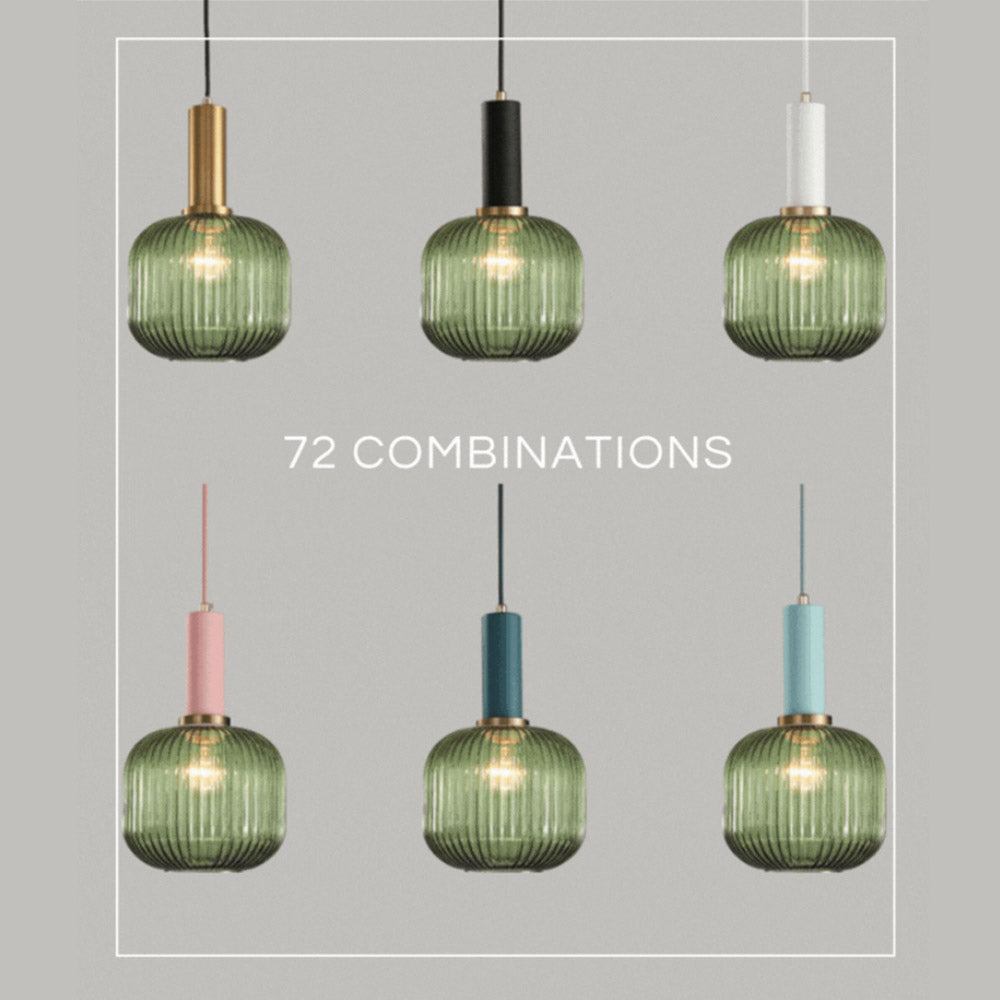 Qfdian Nordic Fluted Glass Pendant Lights