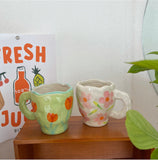 Qfdian Retro Flowers Handpainted Mug