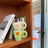 Qfdian Retro Flowers Handpainted Mug