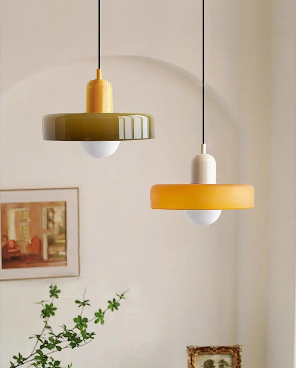 Qfdian Retro Glass Pendant Light