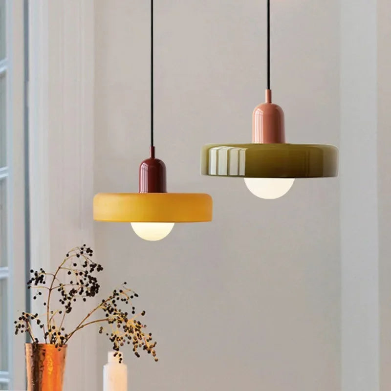 Qfdian Retro Glass Pendant Light