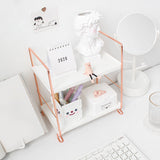 Qfdian Aesthetic Desk Rose Gold Storage Rack