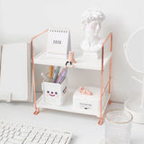 Qfdian Aesthetic Desk Rose Gold Storage Rack