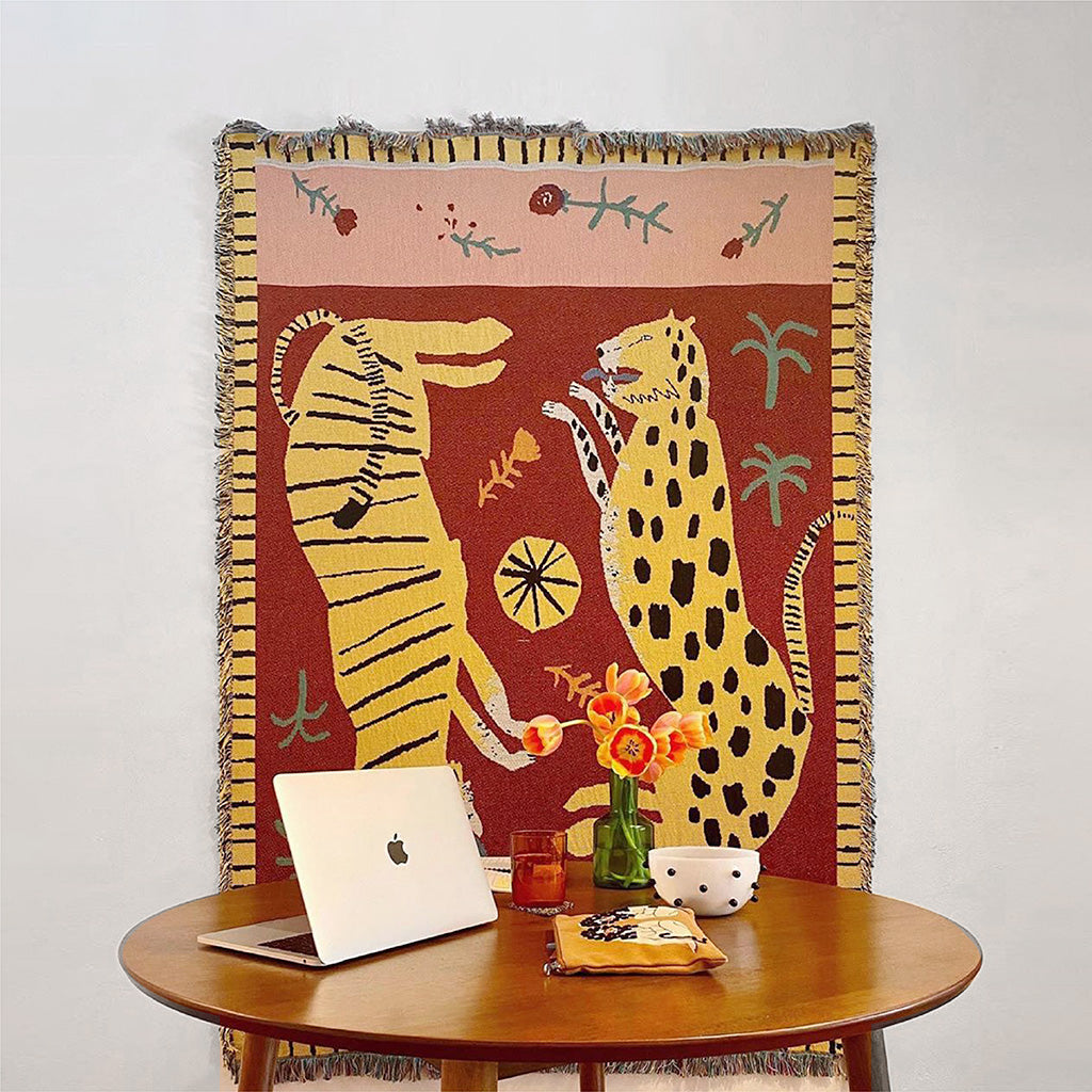 Qfdian Hippie Wild Leopard & Tiger Blanket