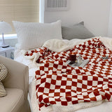 Qfdian Checkered Fluffy Blanket
