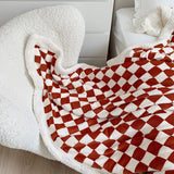 Qfdian Checkered Fluffy Blanket