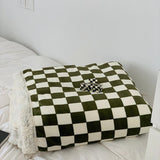 Qfdian Checkered Fluffy Blanket