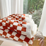 Qfdian Checkered Fluffy Blanket