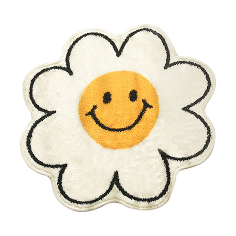 Qfdian Daisy Flower Accent Rug