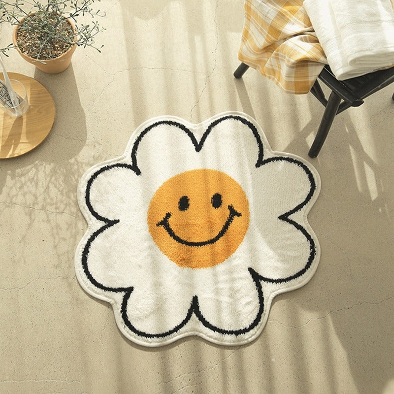 Qfdian Daisy Flower Accent Rug