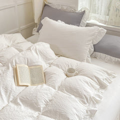 Qfdian Soft Crumpled Ruffle Bedding Set