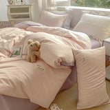 Qfdian Two Toned Morandi Color Bedsheet Set