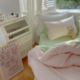 Qfdian Two Toned Morandi Color Bedsheet Set