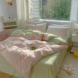 Qfdian Two Toned Morandi Color Bedsheet Set