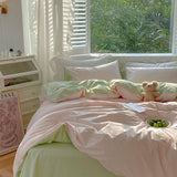 Qfdian Two Toned Morandi Color Bedsheet Set