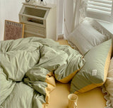 Qfdian Two Toned Morandi Color Bedsheet Set