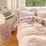 Qfdian Two Toned Morandi Color Bedsheet Set