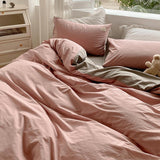 Qfdian Two Toned Morandi Color Bedsheet Set