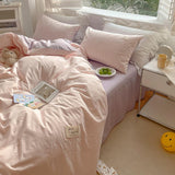 Qfdian Two Toned Morandi Color Bedsheet Set