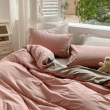 Qfdian Two Toned Morandi Color Bedsheet Set