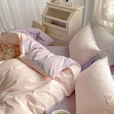 Qfdian Two Toned Morandi Color Bedsheet Set