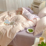 Qfdian Two Toned Morandi Color Bedsheet Set