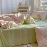 Qfdian Two Toned Morandi Color Bedsheet Set