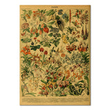 Qfdian Flowers Vintage Kraft Paper Poster